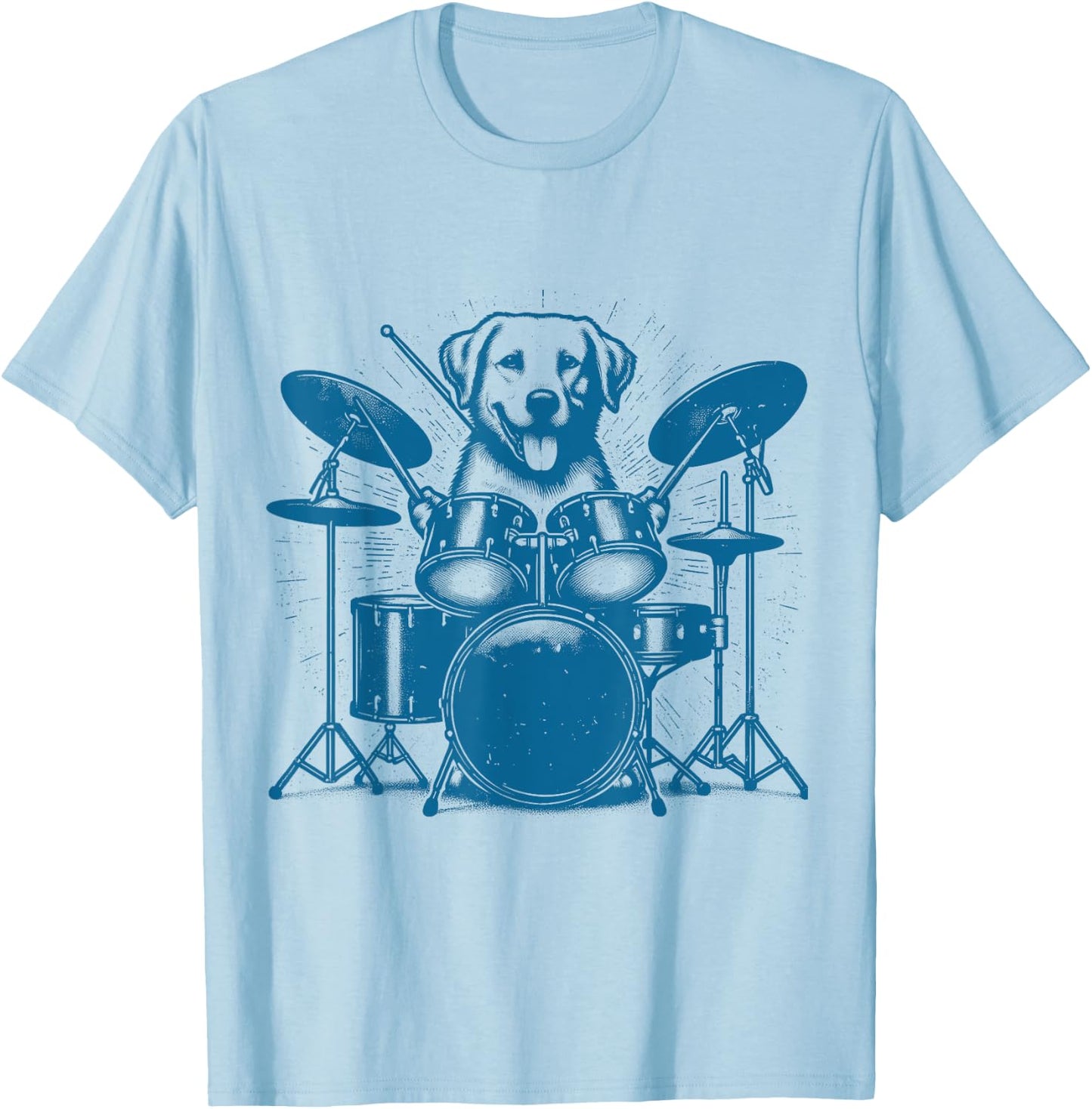 Drummer Dog Playing Drums Vintage Art Dog On Drums Women T-Shirt - T-Shirt | Light Blue