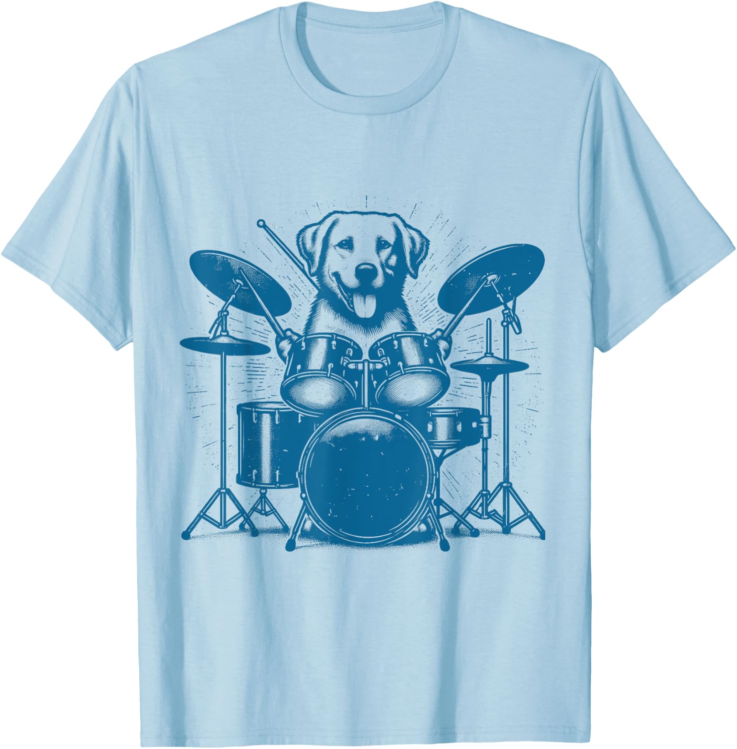 Drummer Dog Playing Drums Vintage Art Dog On Drums Women T-Shirt - T-Shirt | Light Blue