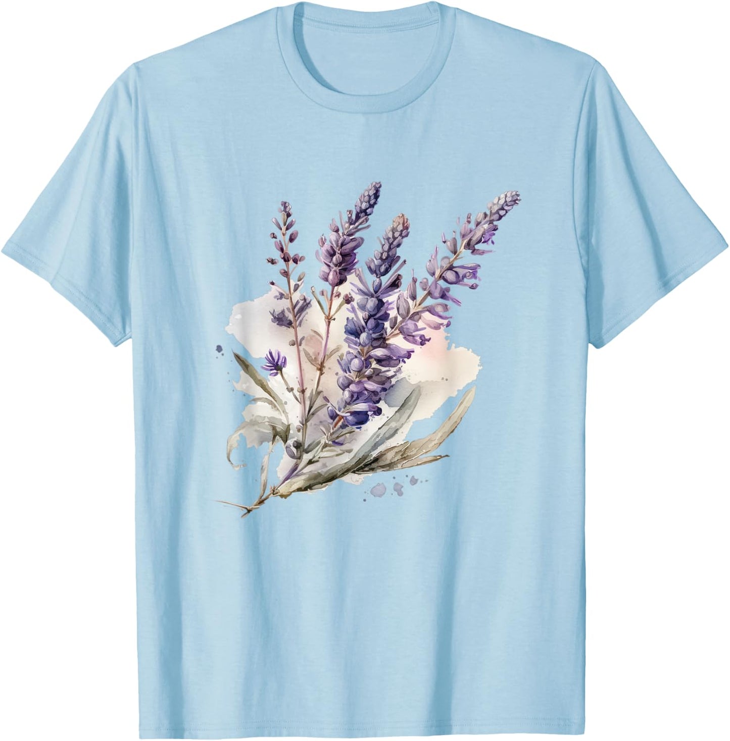 Lavender Plant Herb Flower Floral T-Shirt - T-Shirt | Light Blue