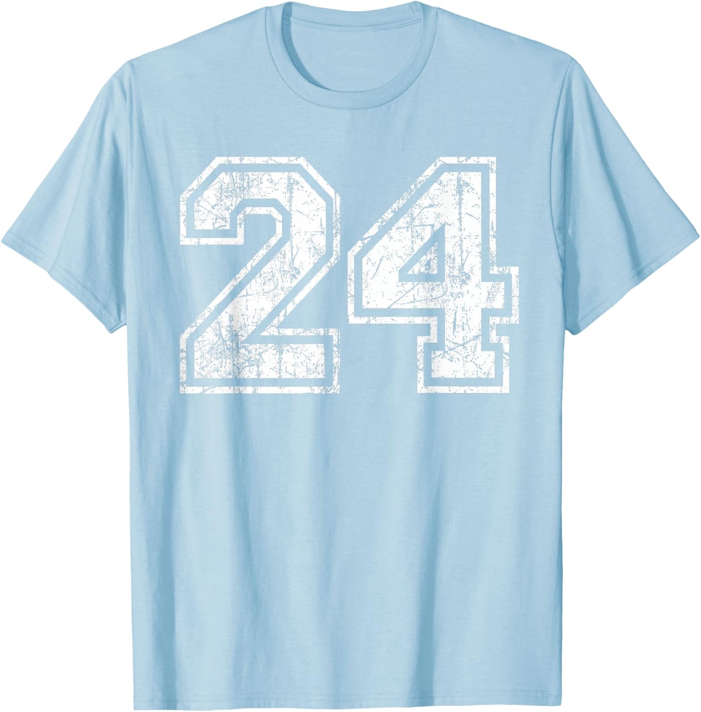 Basketball Player Jersey Number 24 Vintage Distressed Gift T-Shirt - T-Shirt | Light Blue