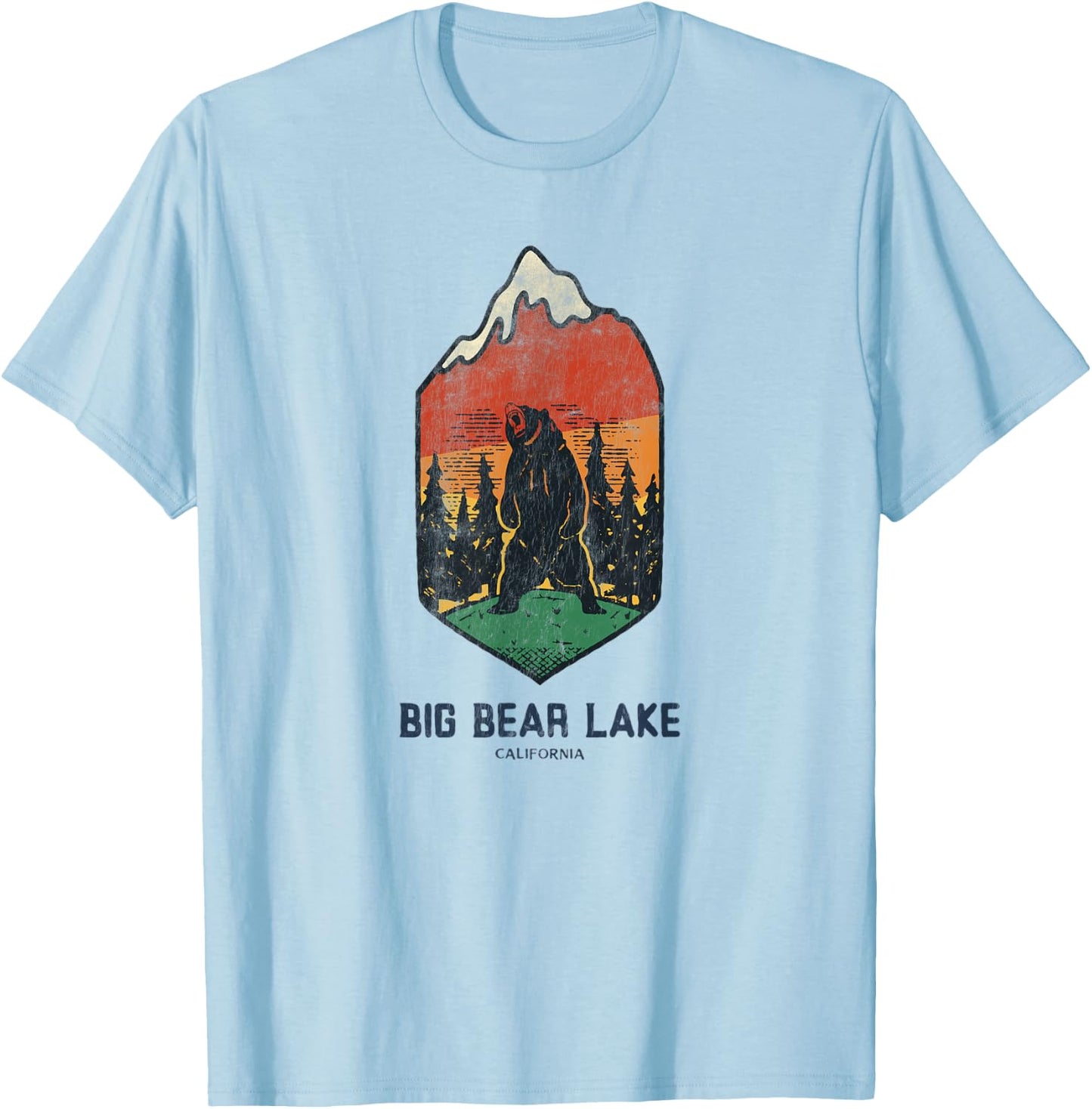 Vintage Retro Big Bear Lake California T-Shirt - T-Shirt | Light Blue
