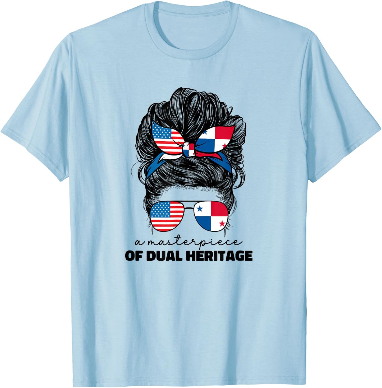 Half American And Panamanian Panama Usa Flag Girl Women T-Shirt - T-Shirt | Light Blue
