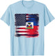 Vintage Half American Half Haitian Flag Family Heritage T-Shirt - T-Shirt | Light Blue