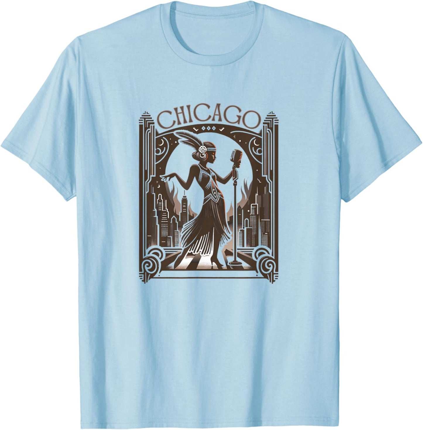 Chicago Jazz Art Deco 1920s Musical Theatre Musicals Flapper T-Shirt - T-Shirt | Light Blue