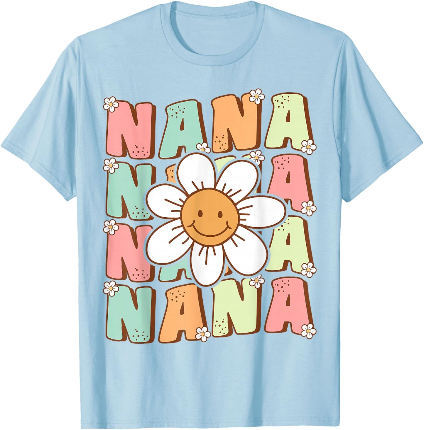 Cute Groovy Nana 70s Family Birthday Party Daisy Flower T-Shirt - T-Shirt | Light Blue