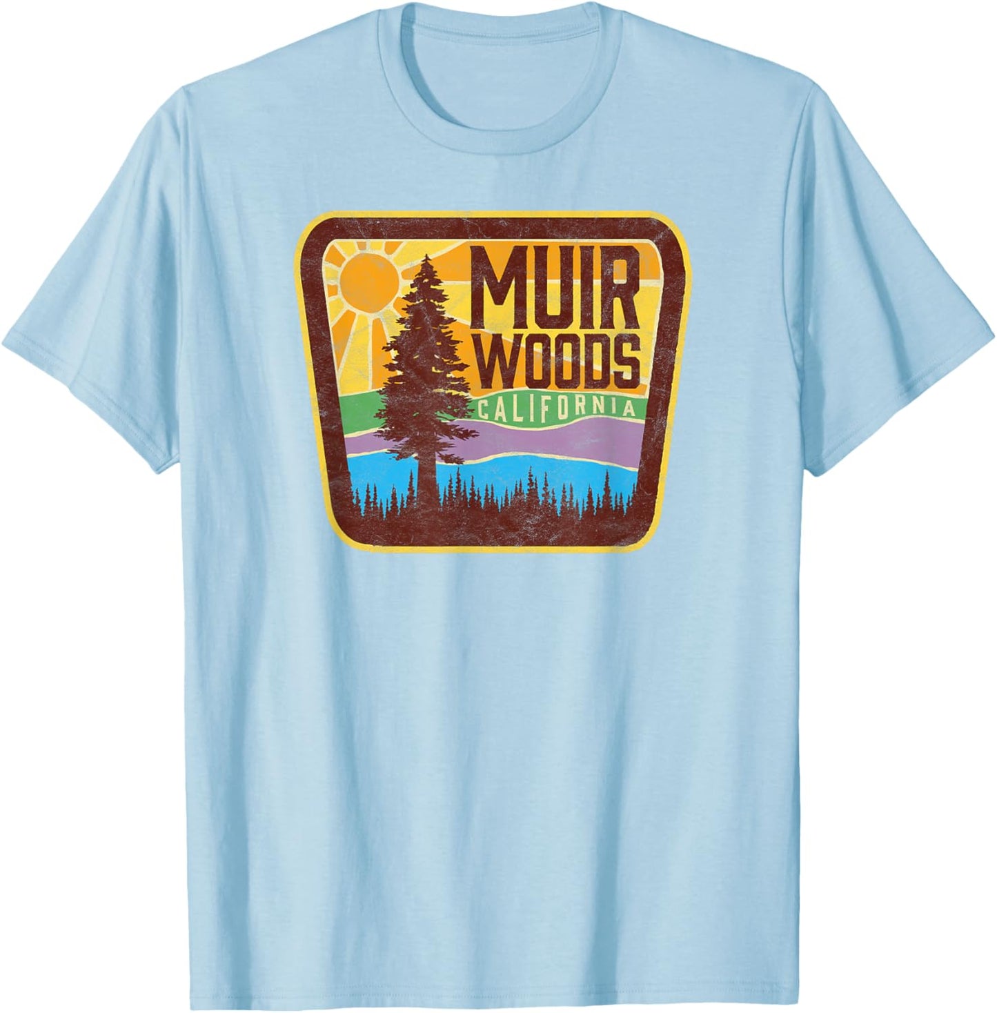 Retro Muir Woods Monument Vintage Sign Shirt T-Shirt - T-Shirt | Light Blue