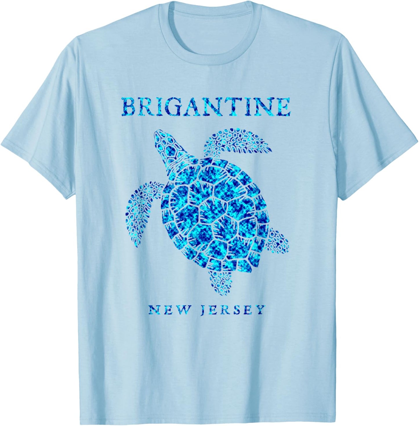 Brigantine New Jersey Sea Turtle Beach Girls Boys Souvenir T-Shirt - T-Shirt | Light Blue