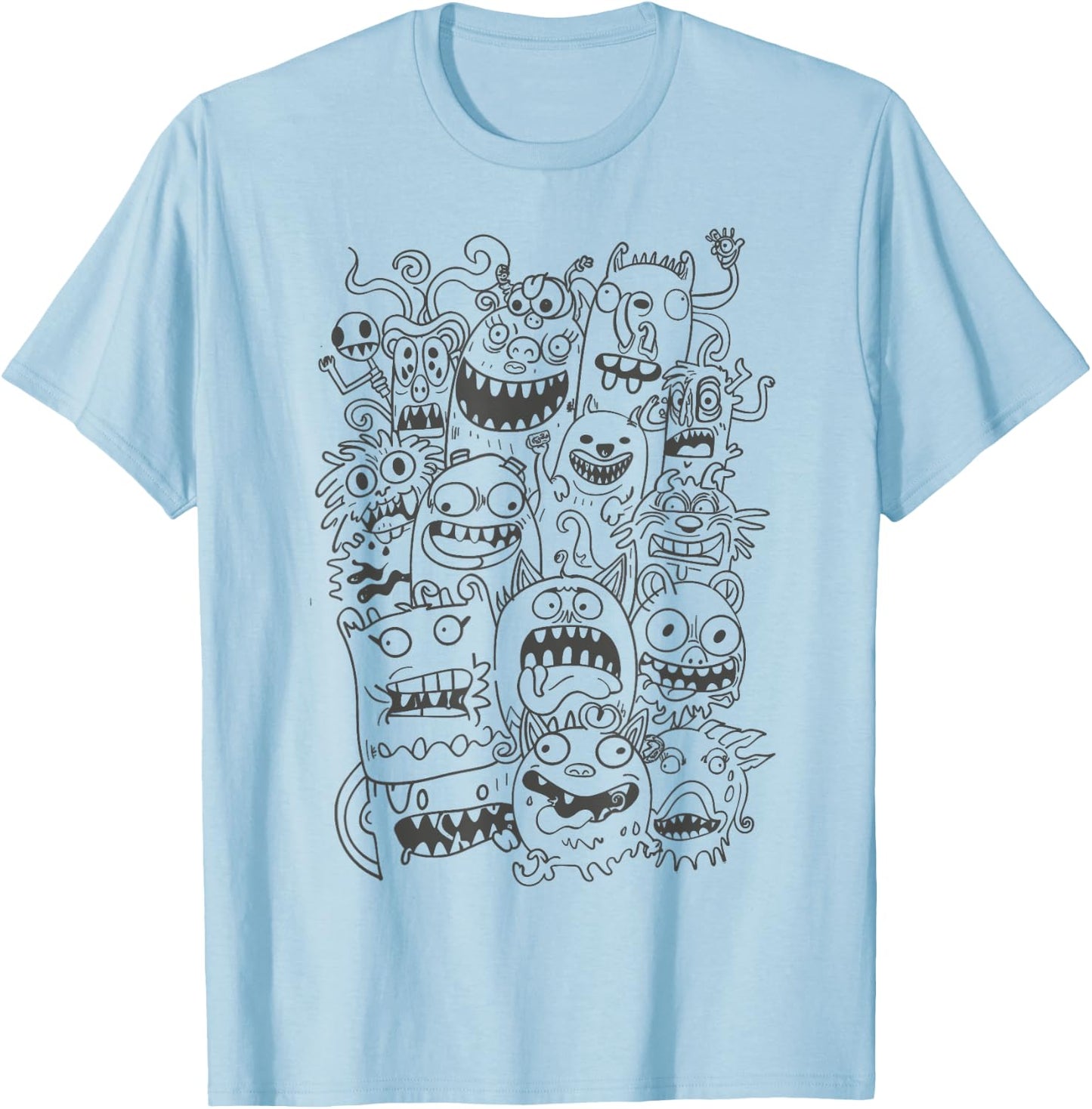 Cute Cartoon Funny Monsters Art for Kids T-Shirt - T-Shirt | Light Blue