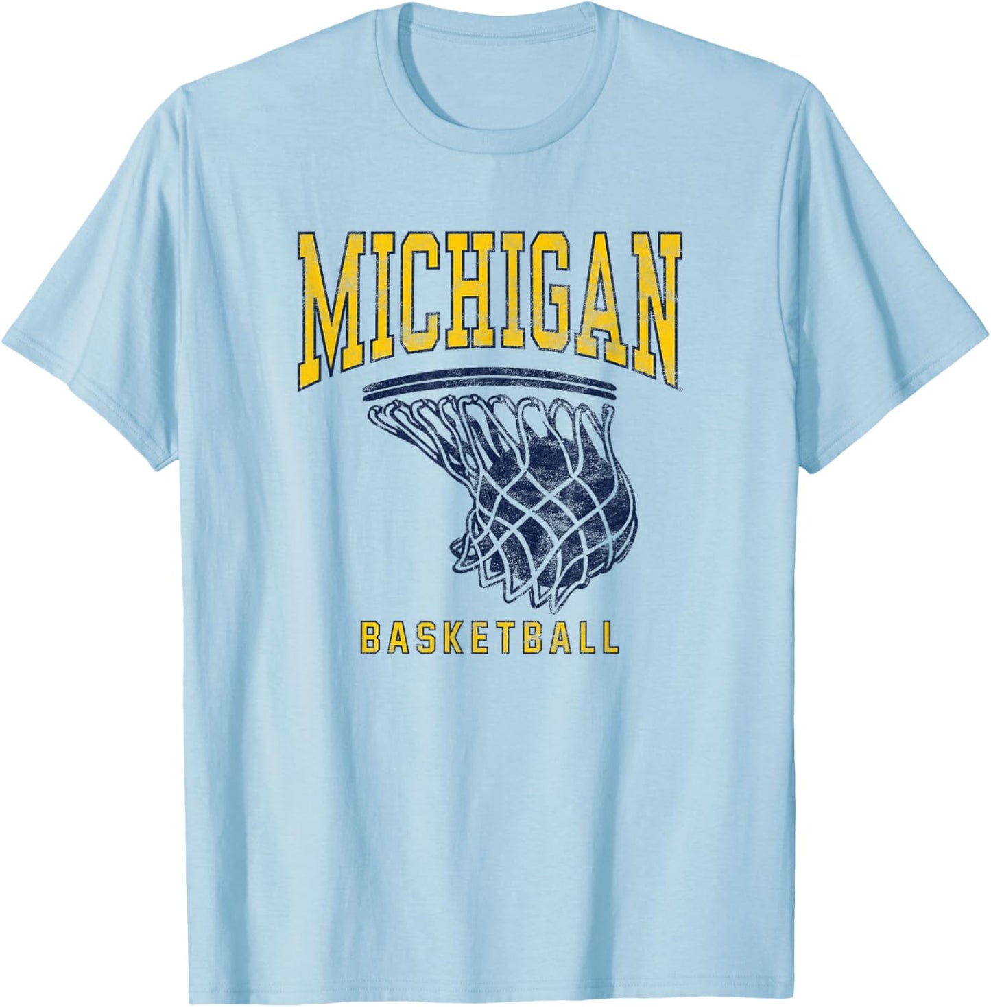 University of Michigan Wolverines U of M Basketball Hoop T-Shirt - T-Shirt | Light Blue