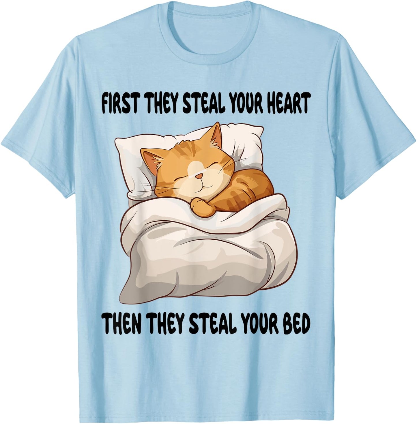 Cat Kitten Sleeping Pajamas Nightgown Men Women Girls Kids T-Shirt - T-Shirt | Light Blue