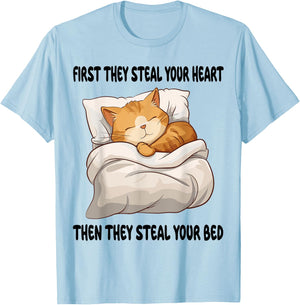 Cat Kitten Sleeping Pajamas Nightgown Men Women Girls Kids T-Shirt - T-Shirt | Light Blue