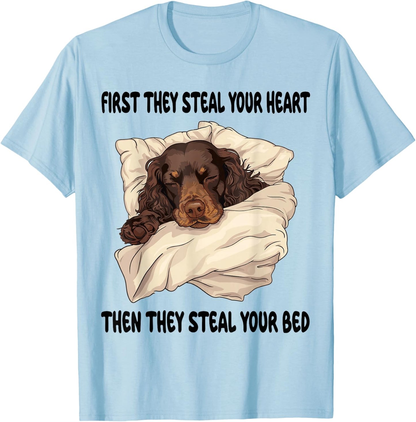 Boykin Spaniel Sleeping Pajamas Nightgown T-Shirt - T-Shirt | Light Blue
