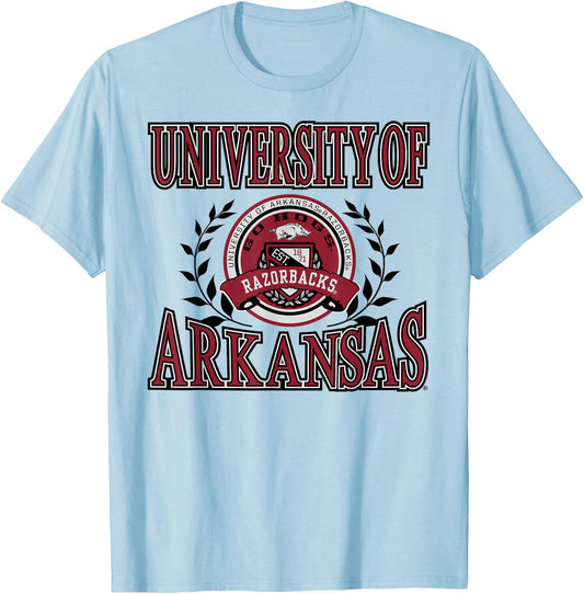 Arkansas Razorbacks Laurels Officially Licensed T-Shirt - T-Shirt | Light Blue