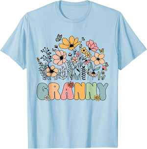 Wildflower Granny shirt for Grandma Grandmother Announcement T-Shirt - T-Shirt | Light Blue