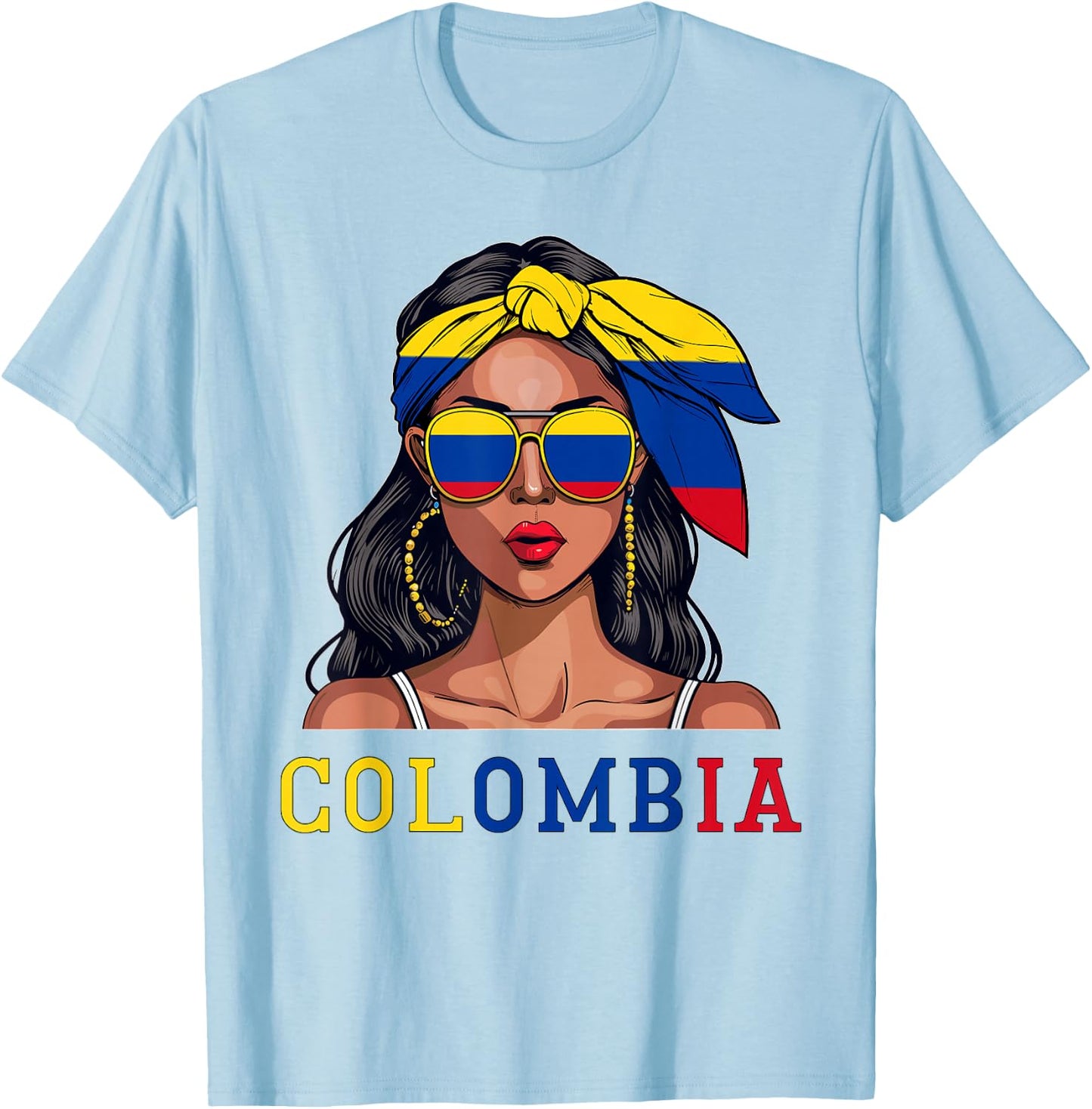 Colombianas Souvenirs Products Woman Flag Roots Colombia T-Shirt - T-Shirt | Light Blue