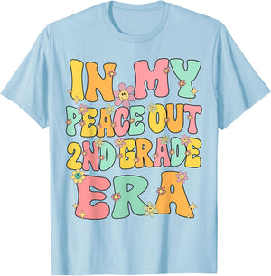 In My Peace Out 2nd Grade Era Groovy Last Day Of 2nd Grade T-Shirt - T-Shirt | Light Blue