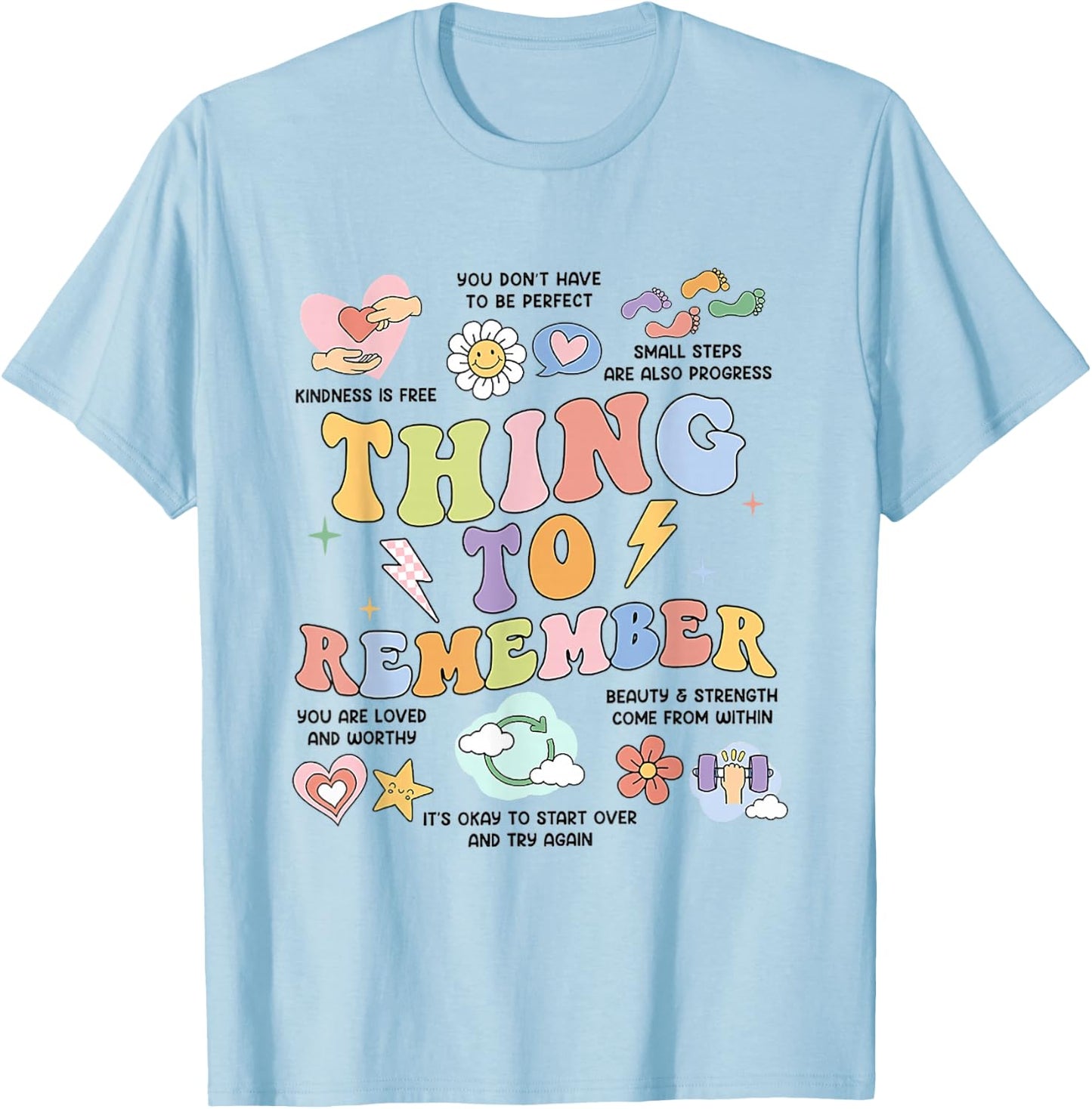 Mental Health Things to Remember CBT DBT Therapy Counseling T-Shirt - T-Shirt | Light Blue