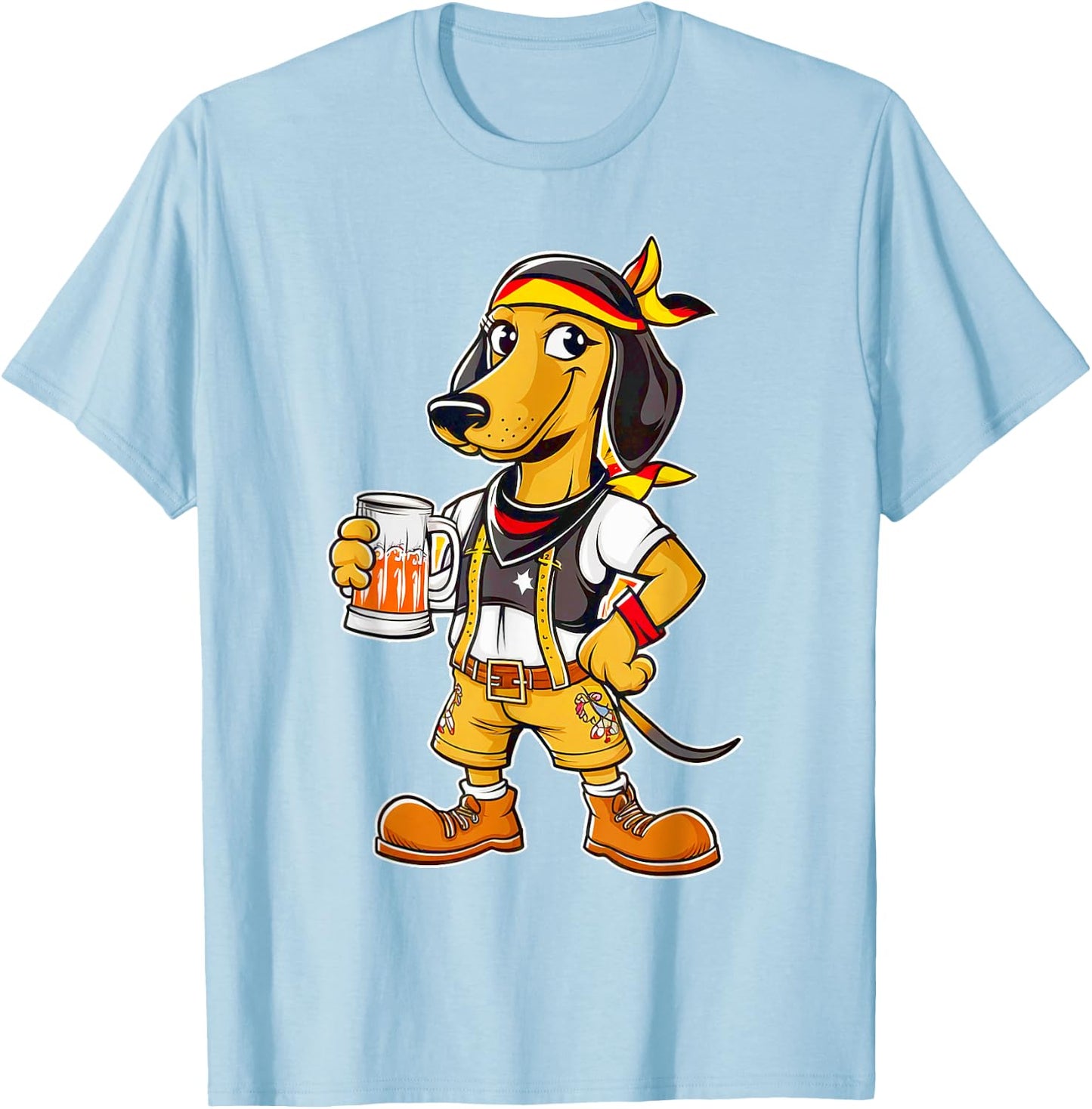 Dachshund German Clothing Oktoberfest Lederhosen Men's Cheers T-Shirt - T-Shirt | Light Blue