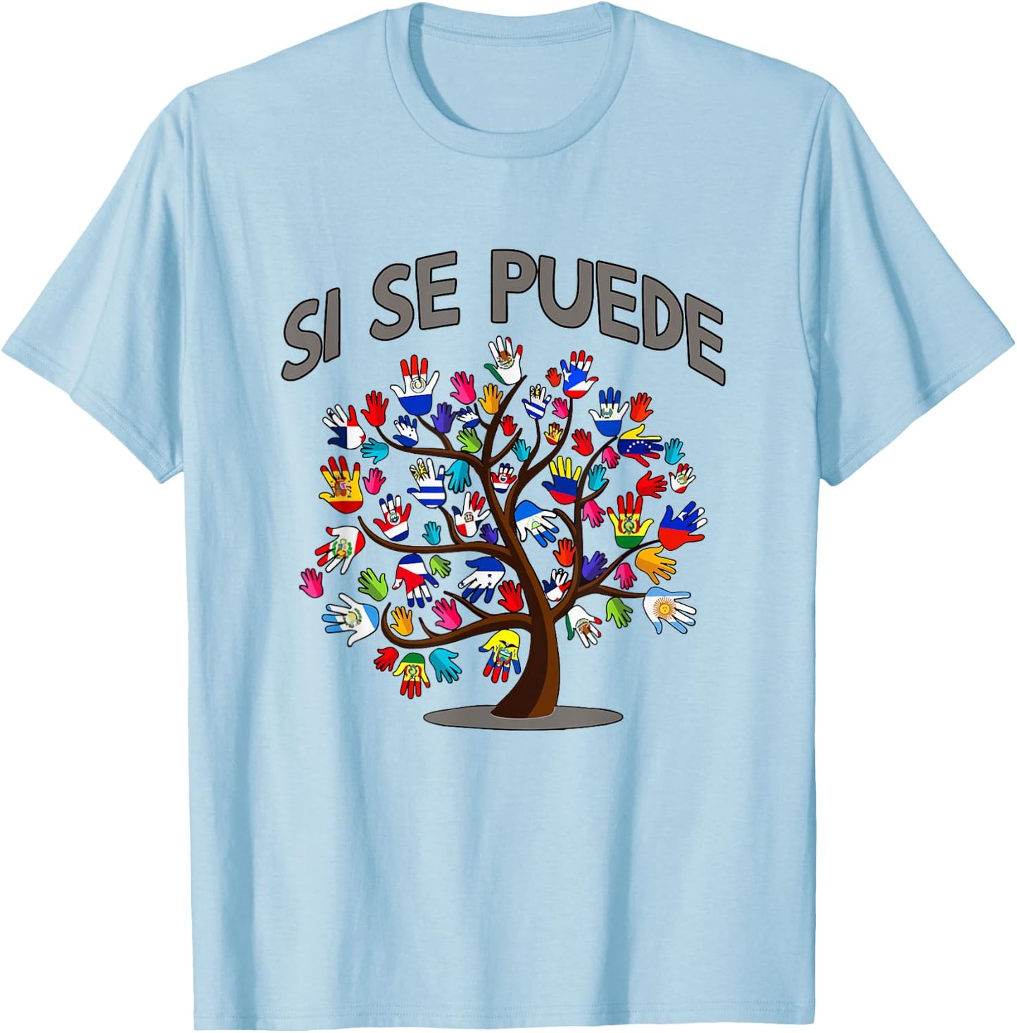 Hispanic Heritage Month Si Se Puede Tree Roots Latina Flag T-Shirt - T-Shirt | Light Blue