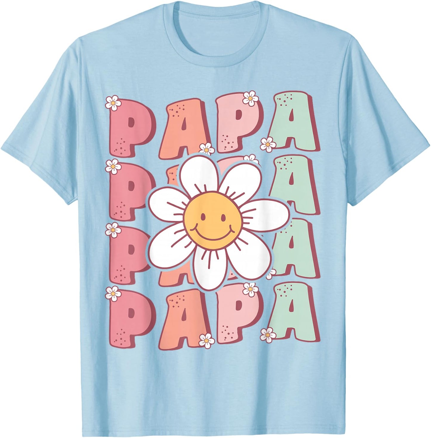 Groovy Papa Matching Family Birthday Party Daisy Flower T-Shirt - T-Shirt | Light Blue