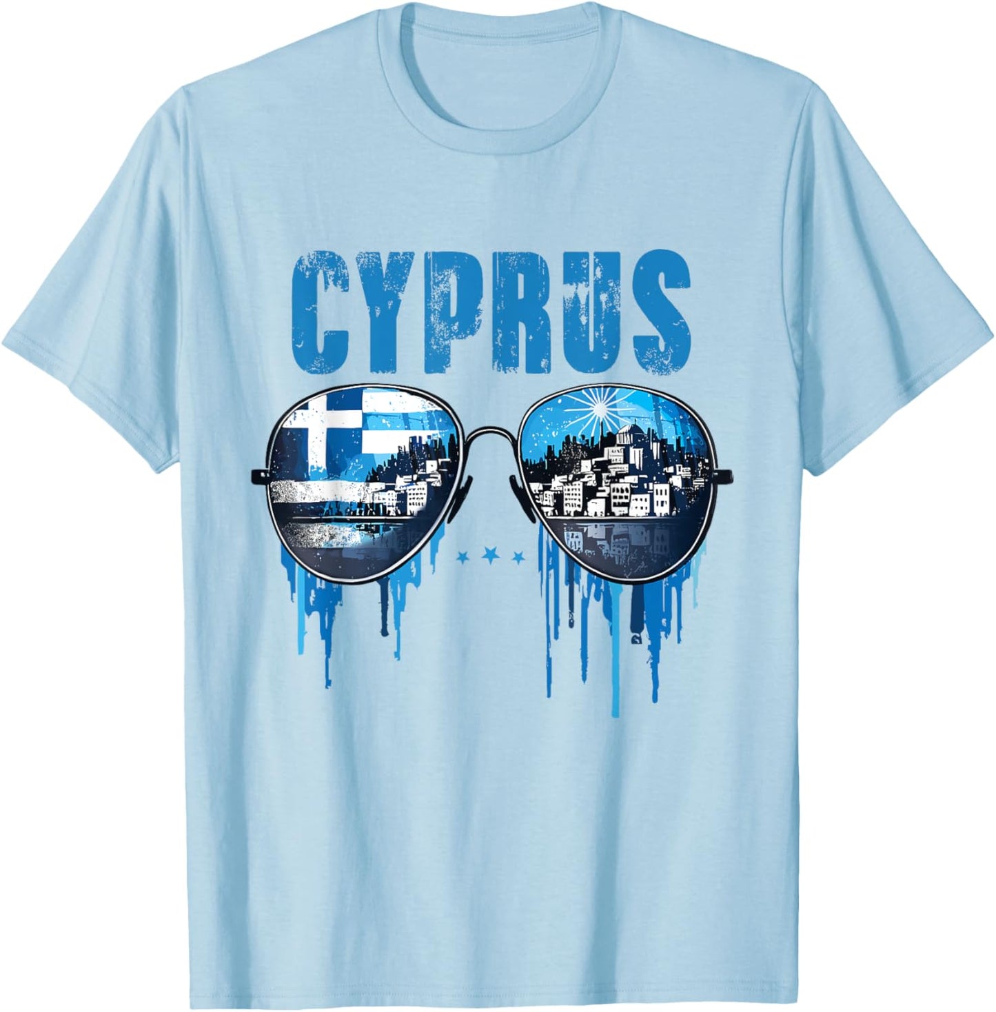 Cyprus Retro Sunglasses T-Shirt - T-Shirt | Light Blue