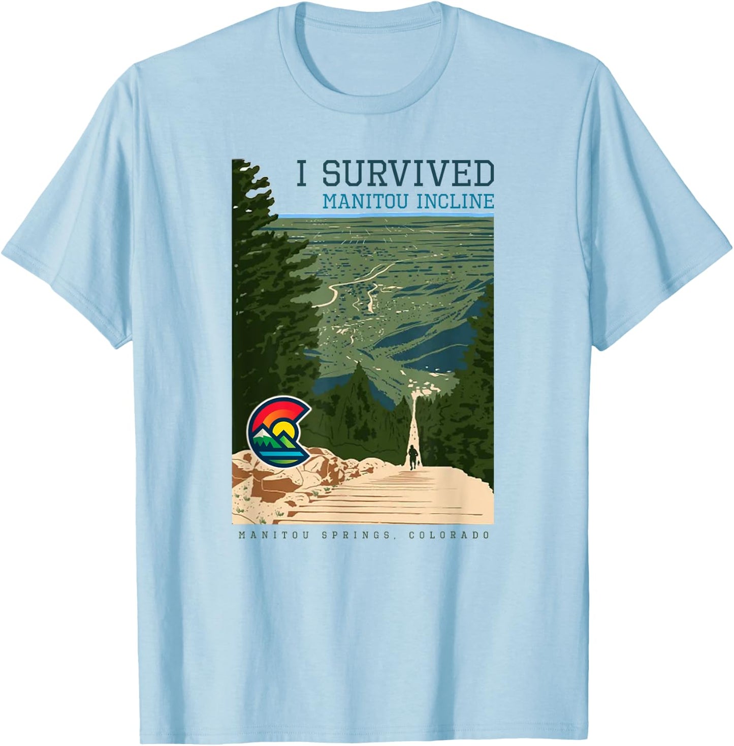 Manitou Incline, Colorado T-Shirt - T-Shirt | Light Blue