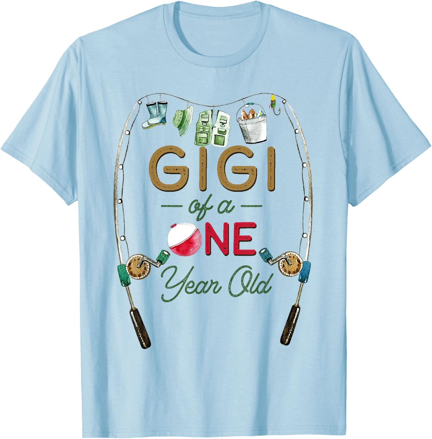 Gigi of The Big One Fishing Boy 1rst Birthday Ofishally T-Shirt - T-Shirt | Light Blue