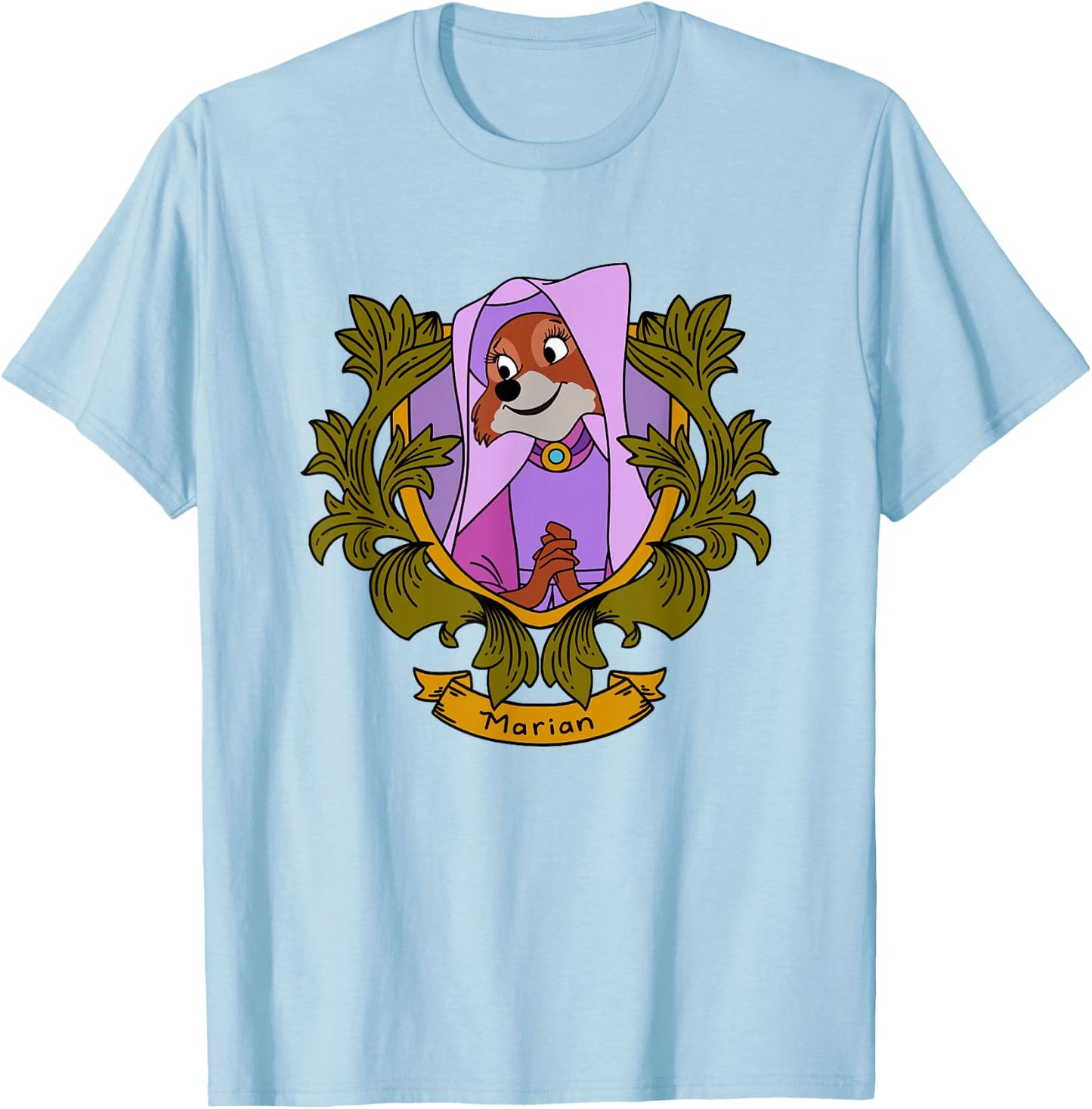Disney Robin Hood Marian Vintage Floral Portrait T-Shirt - T-Shirt | Light Blue
