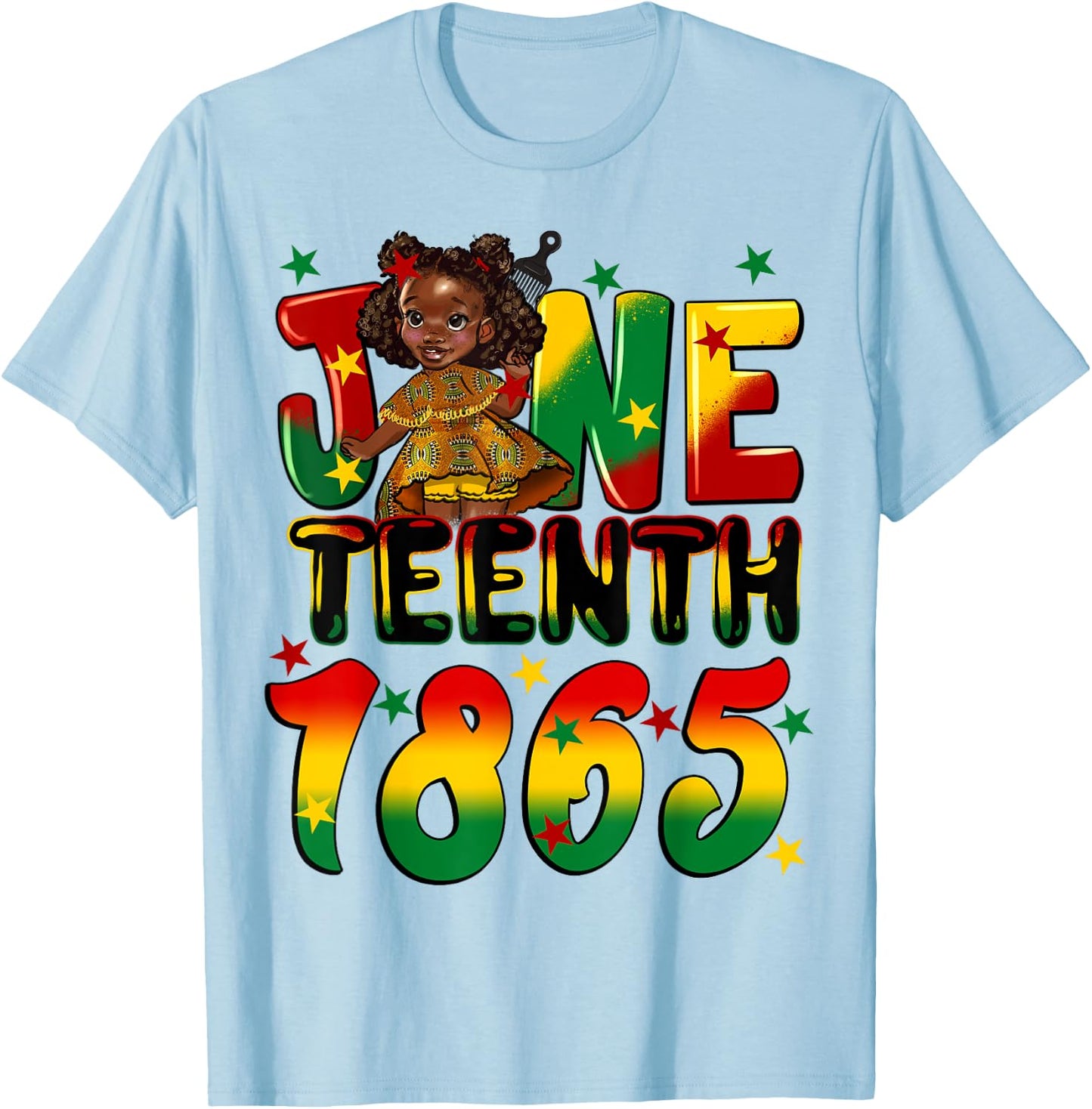 African American Melanin Black Girls Kids Juneteenth 1865 T-Shirt - T-Shirt | Light Blue