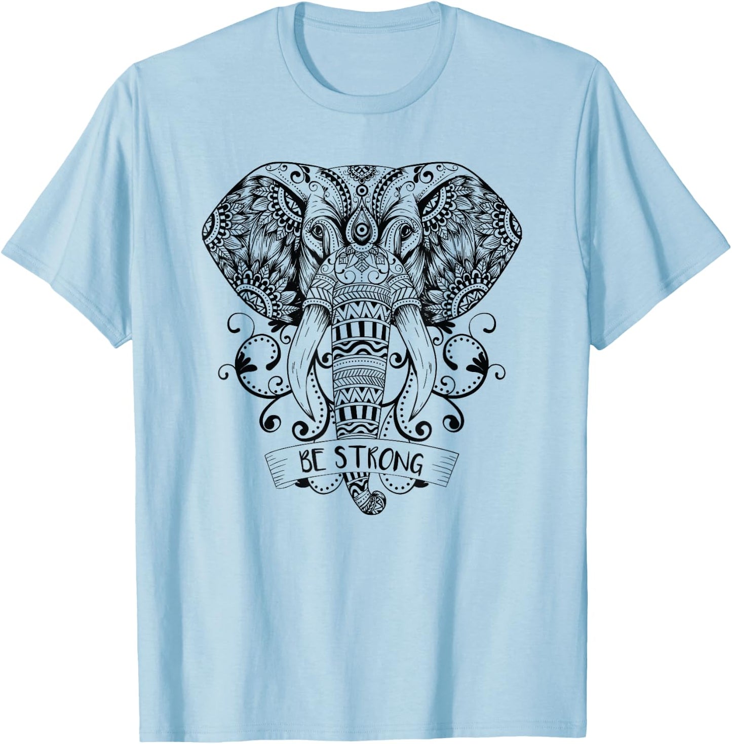 Elephant Yoga Elephant Mandala Ganesha Chakra Tribal T-Shirt - T-Shirt | Light Blue