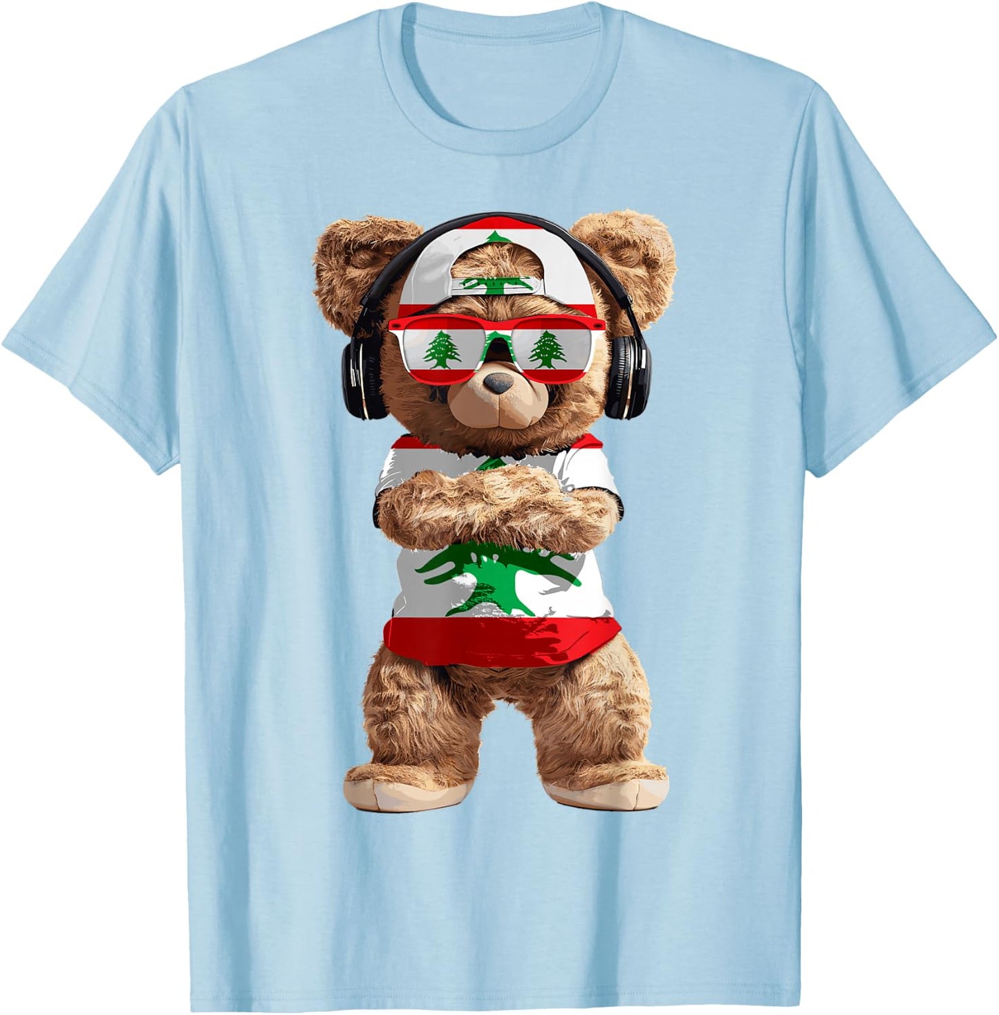 Lebanon Flag Souvenirs Bear Outfit Products Lebanese T-Shirt - T-Shirt | Light Blue
