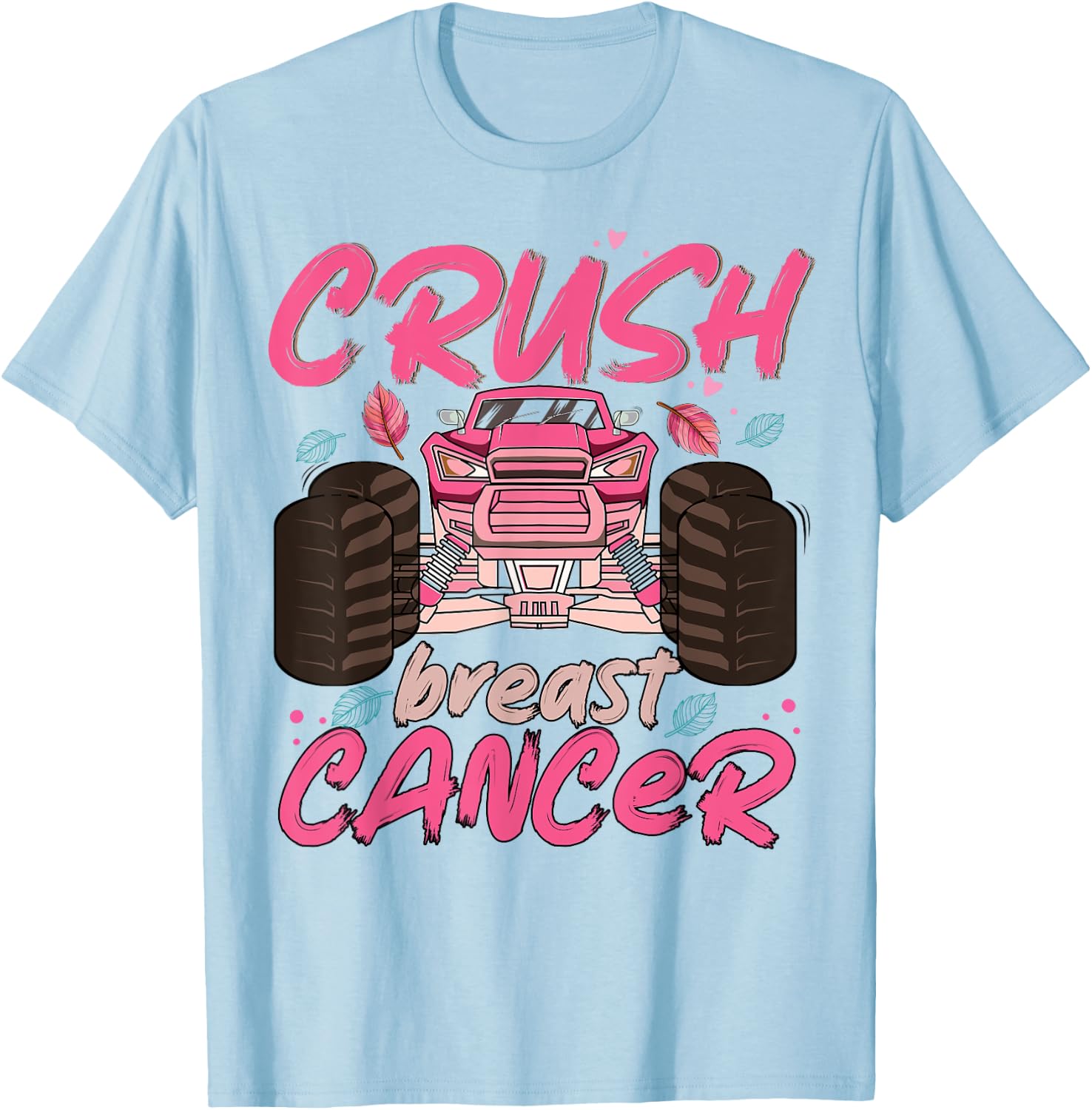 Crush Cancer Monster Truck Breast Cancer Awareness Toddler T-Shirt - T-Shirt | Light Blue