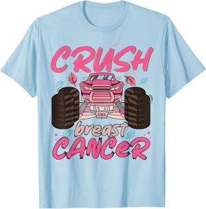 Crush Cancer Monster Truck Breast Cancer Awareness Toddler T-Shirt - T-Shirt | Light Blue