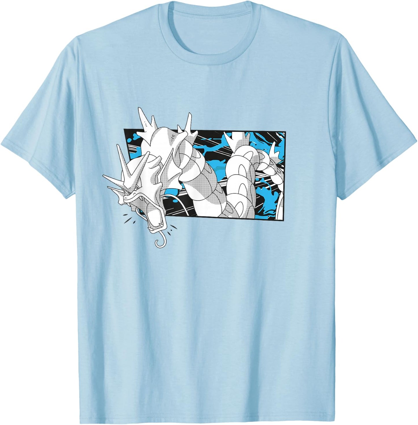 Pokémon Gyarados Full Of Rage Manga Panel Retro Shot T-Shirt - T-Shirt | Light Blue