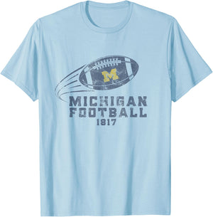University of Michigan Wolverines U of M Spirit Football T-Shirt - T-Shirt | Light Blue
