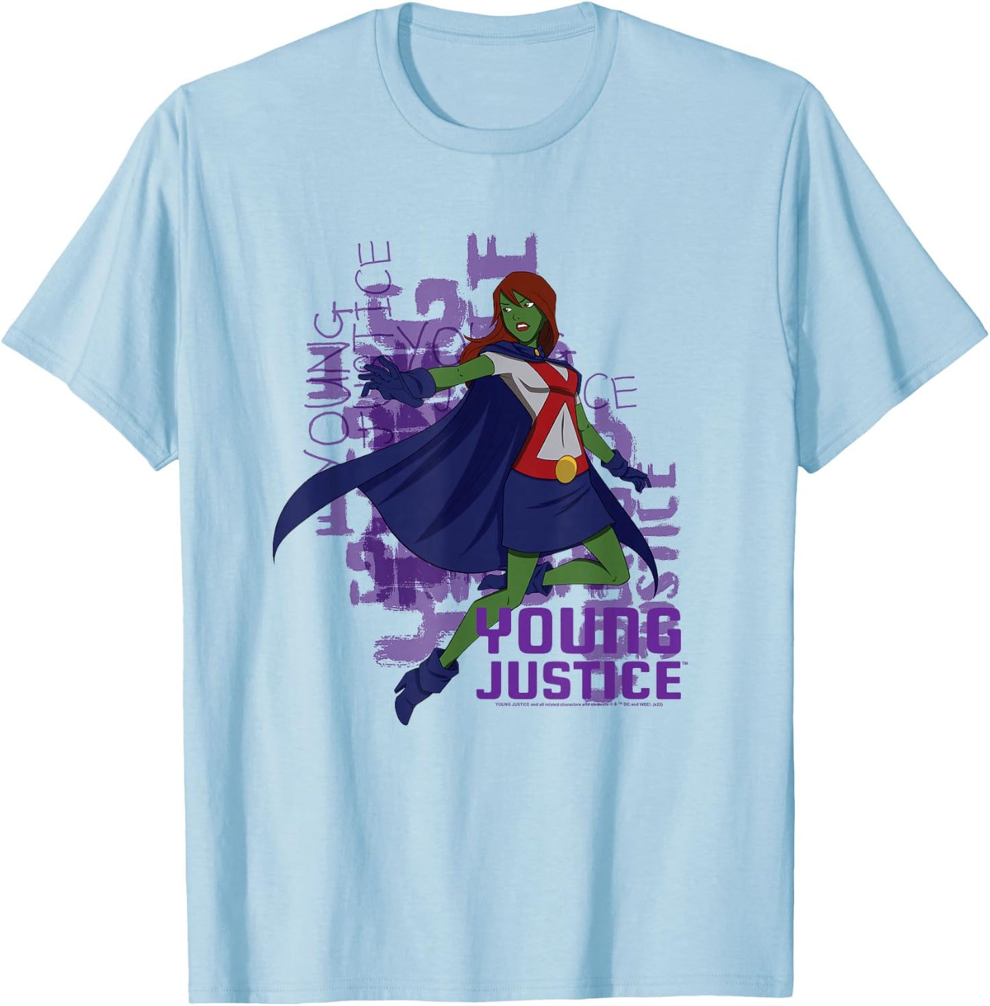 Young Justice Miss Martian With Logo T-Shirt - T-Shirt | Light Blue