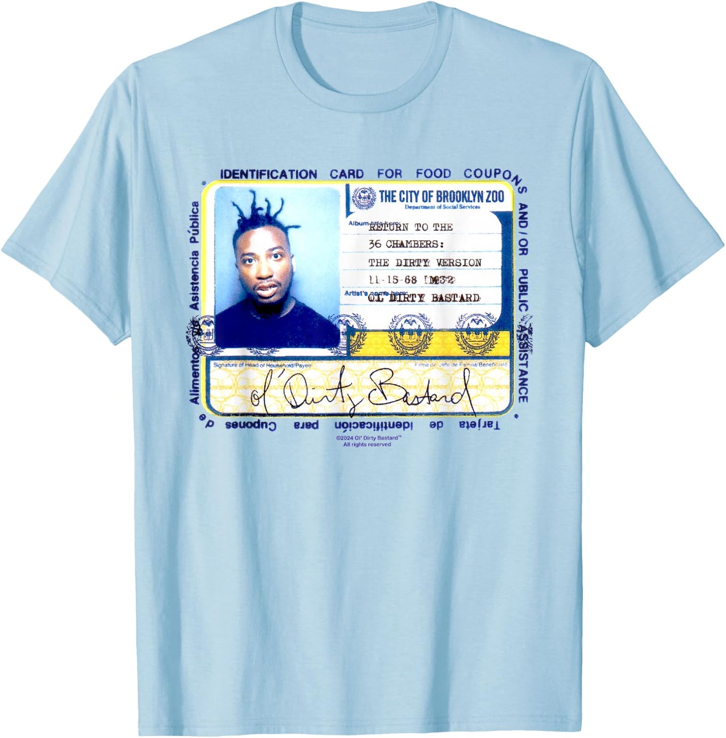 ODB Ol Dirty Ba-ard ID Return 36 Chambers Art Brooklyn Zoo T-Shirt - T-Shirt | Light Blue