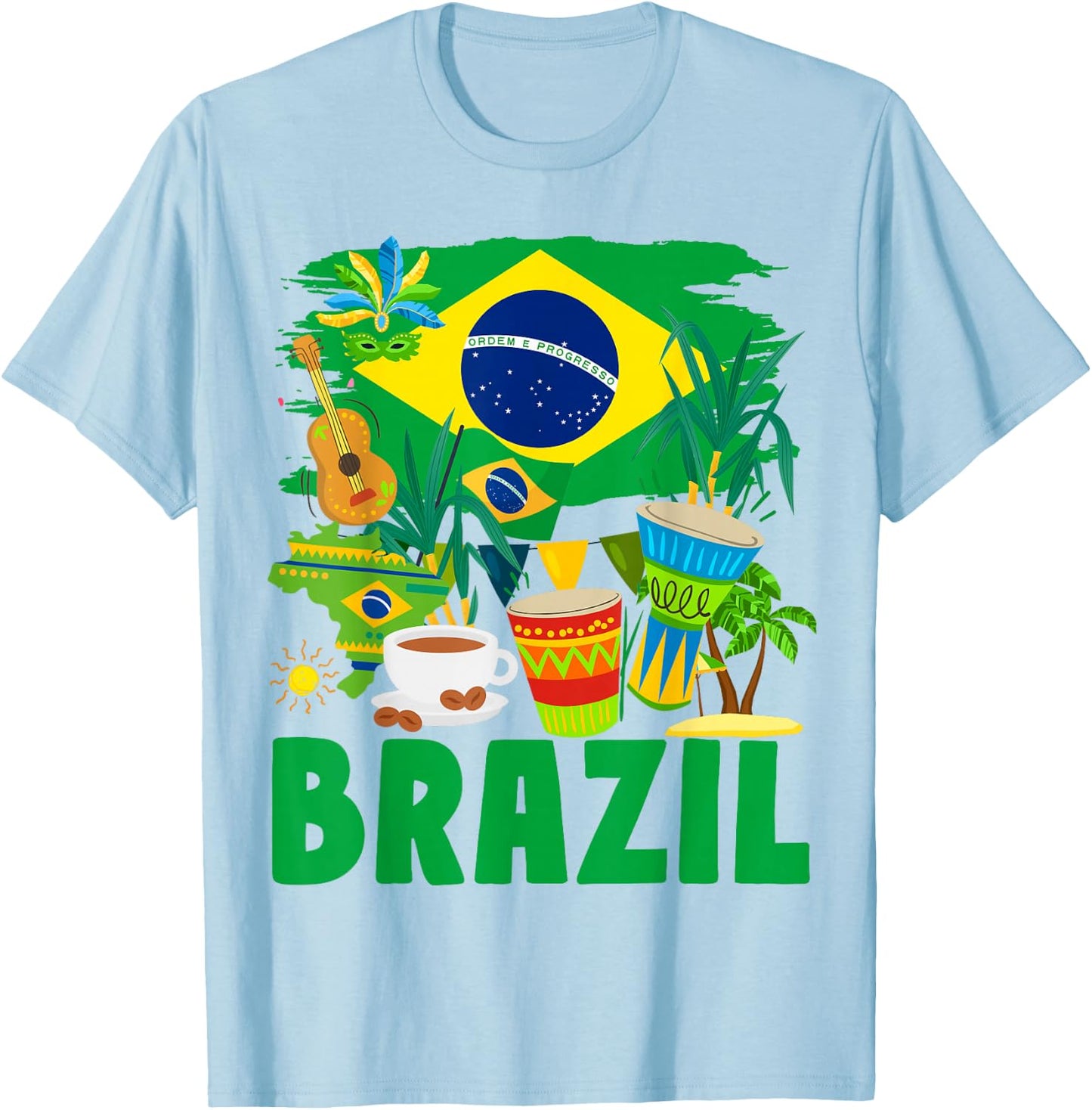 Brazil Flag Outfit Idea For Kids Brasil & Brazilian Flag T-Shirt - T-Shirt | Light Blue