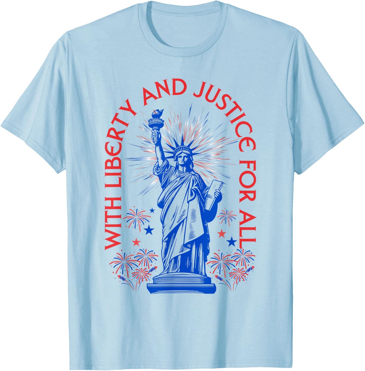 Retro Funny 4th Of July With Liberty And Justice For All T-Shirt - T-Shirt | Light Blue