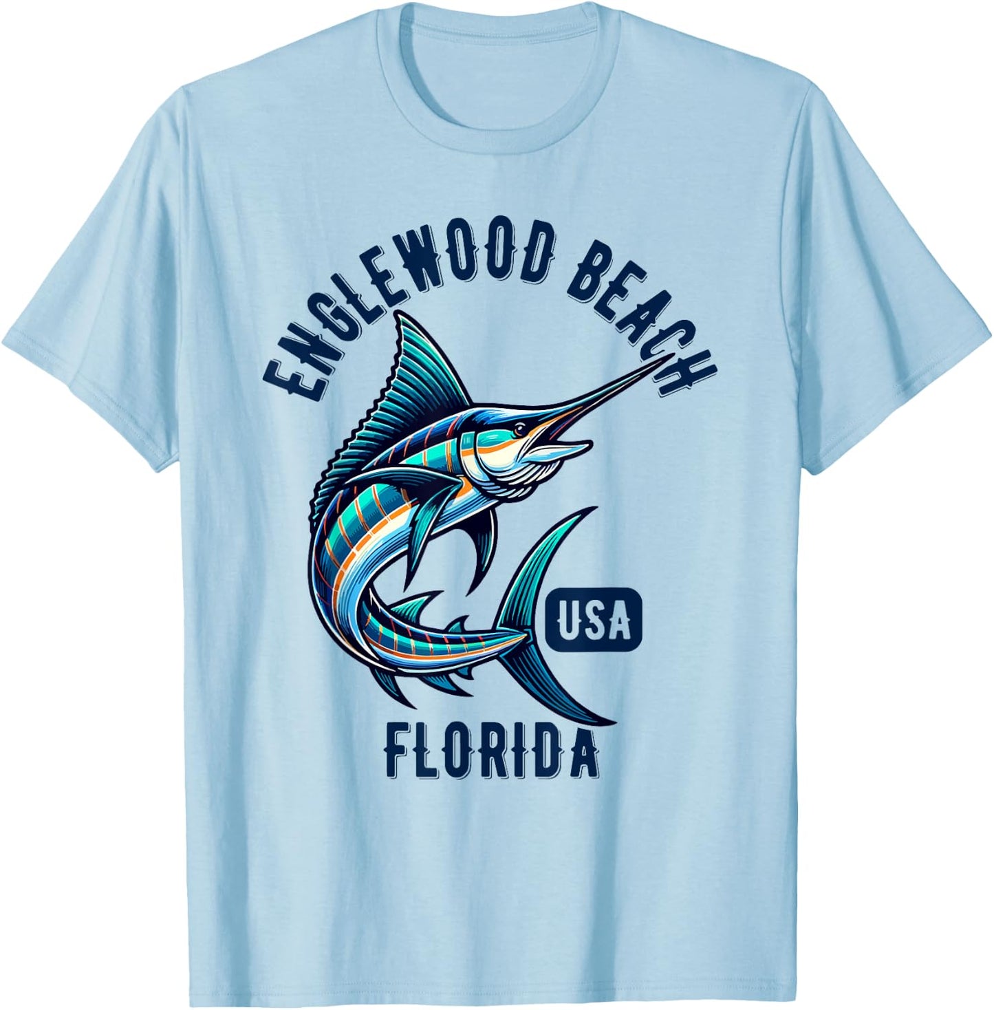 Englewood Beach Florida USA Fishing Design T-Shirt - T-Shirt | Light Blue