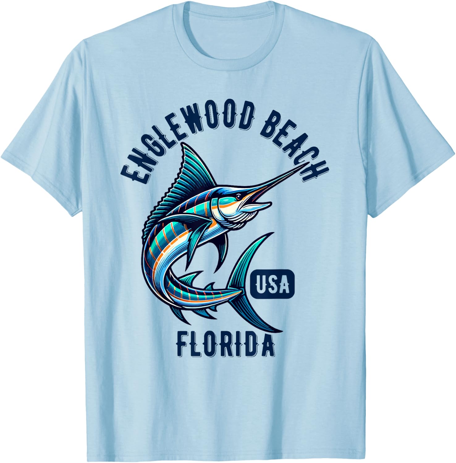 Englewood Beach Florida USA Fishing Design T-Shirt - T-Shirt | Light Blue