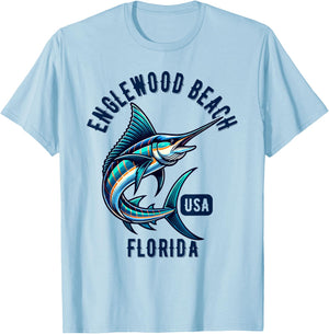 Englewood Beach Florida USA Fishing Design T-Shirt - T-Shirt | Light Blue