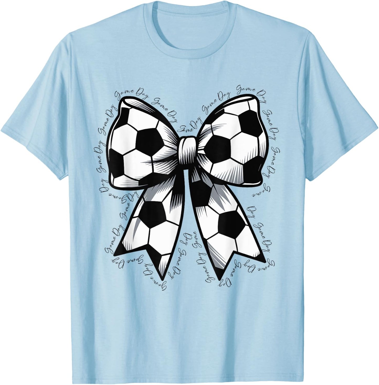 Soccer Game Day Soccer Lover Coquette Bow Soccer Mom Women T-Shirt - T-Shirt | Light Blue