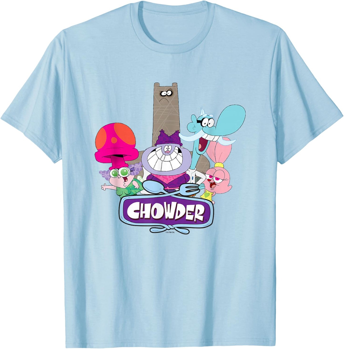 Chowder Main Characters Group Shot Logo T-Shirt - T-Shirt | Light Blue