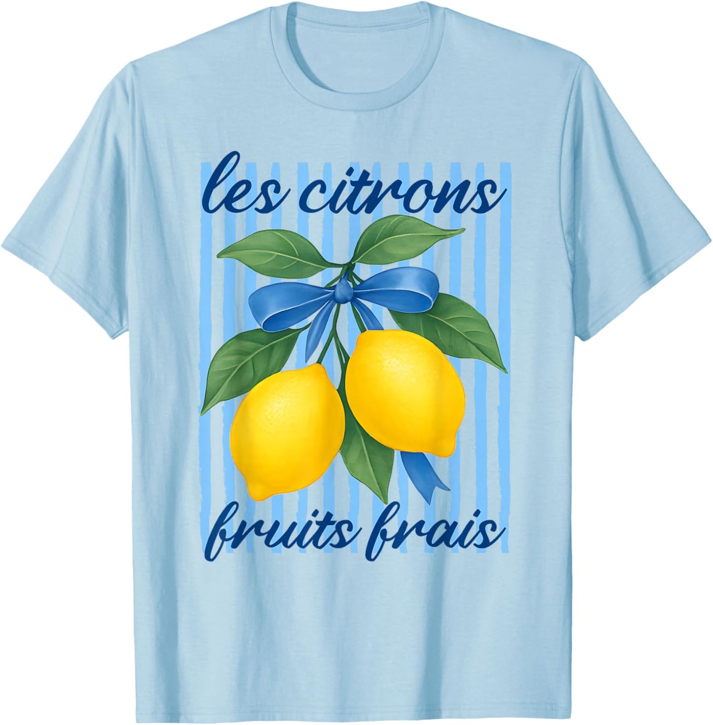 Les citrons French Lemons Aesthetic Coquette Summer Vintage T-Shirt - T-Shirt | Light Blue