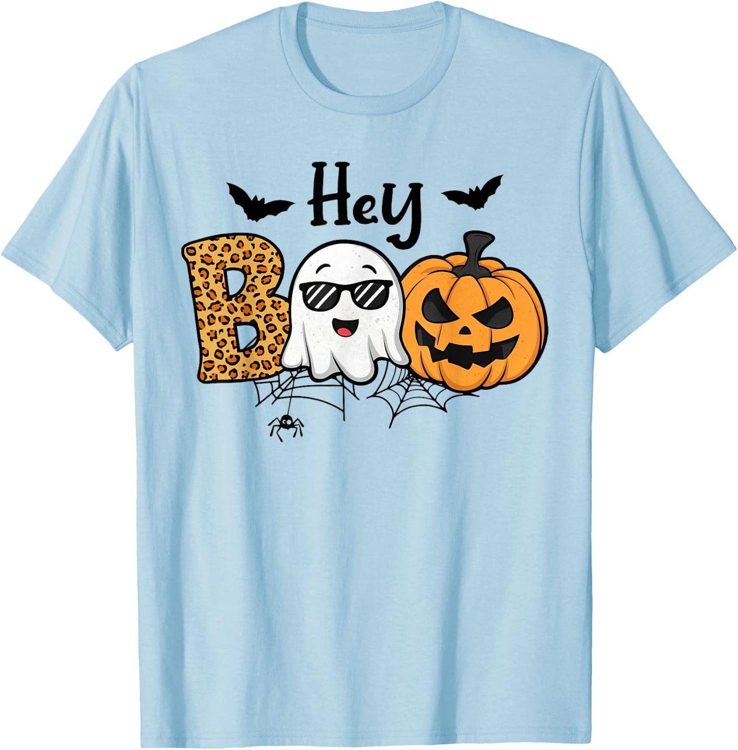 Halloween Hey Boo Ghost Pumpkin Costume Women Girls Kids T-Shirt - T-Shirt | Light Blue