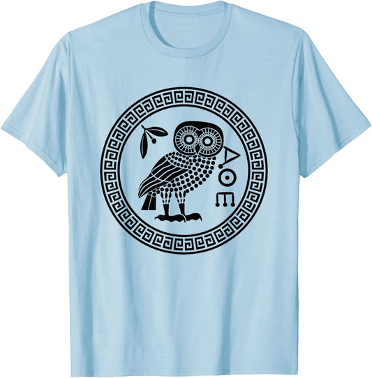 Owl of Athena Ancient Greek Mythology | Athena's Owl Greece T-Shirt - T-Shirt | Light Blue