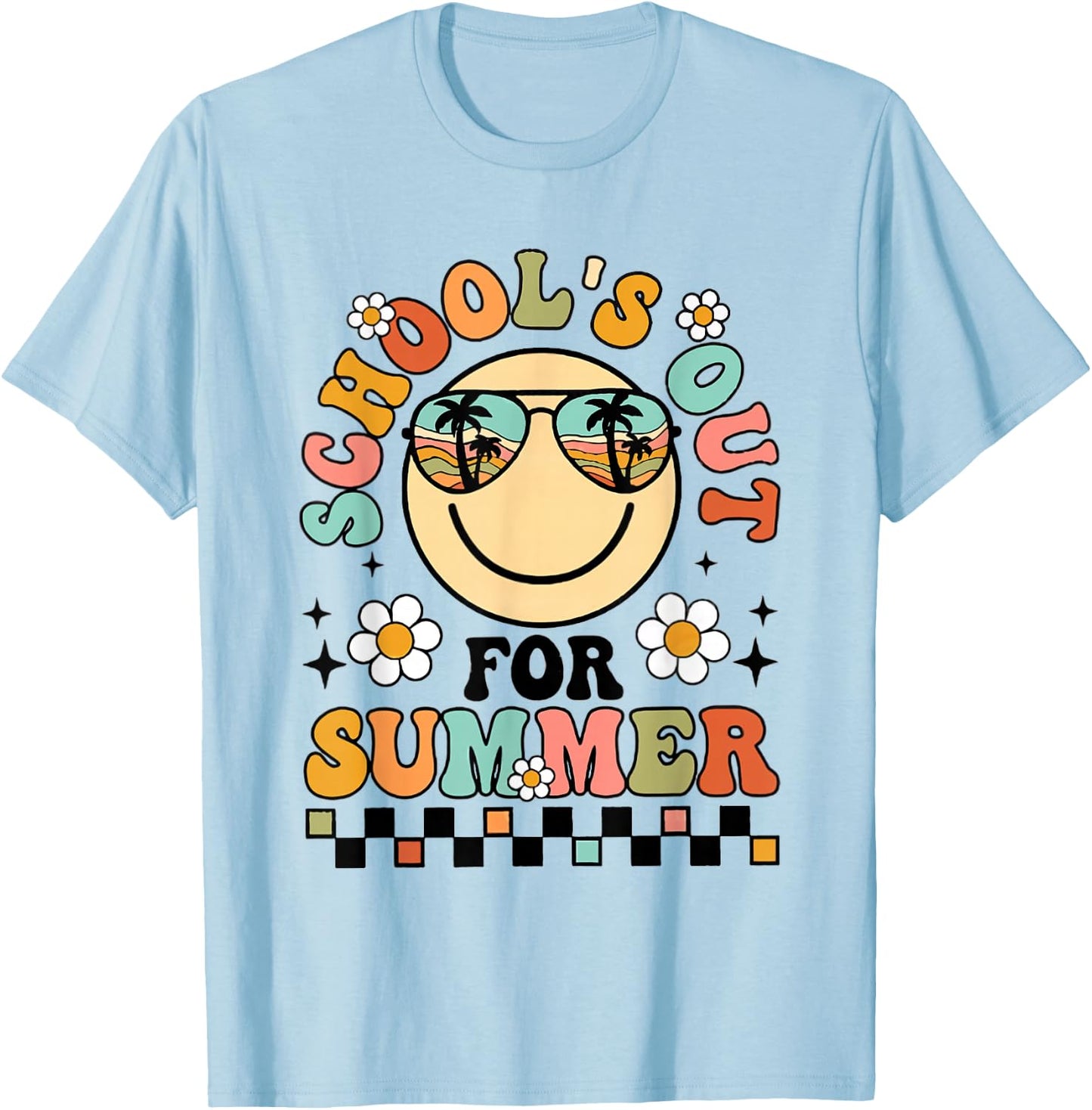 Retro Schools Out For Summer Kindergarten Grad Toddler Kids T-Shirt - T-Shirt | Light Blue