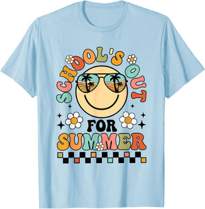 Retro Schools Out For Summer Kindergarten Grad Toddler Kids T-Shirt - T-Shirt | Light Blue