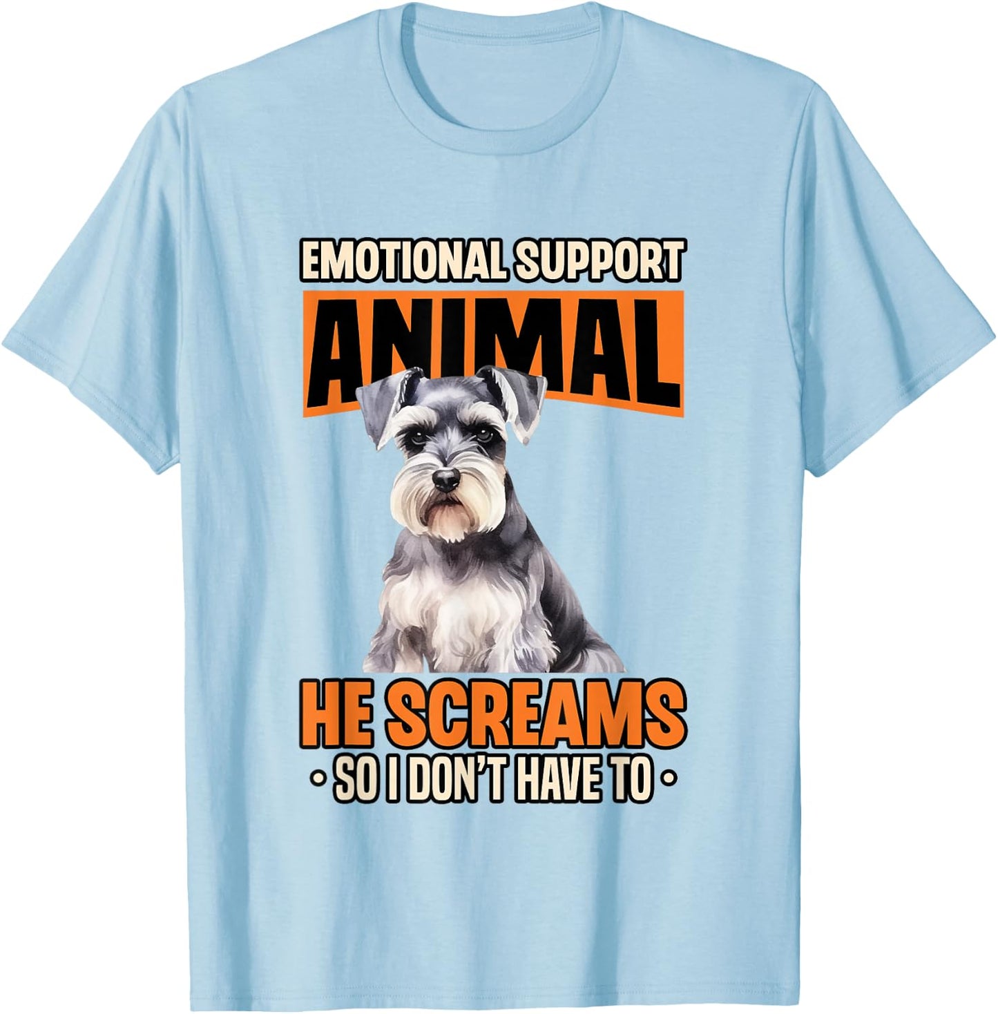 Emotional Support Animal Miniature Schnauzer Dog Breed T-Shirt - T-Shirt | Light Blue